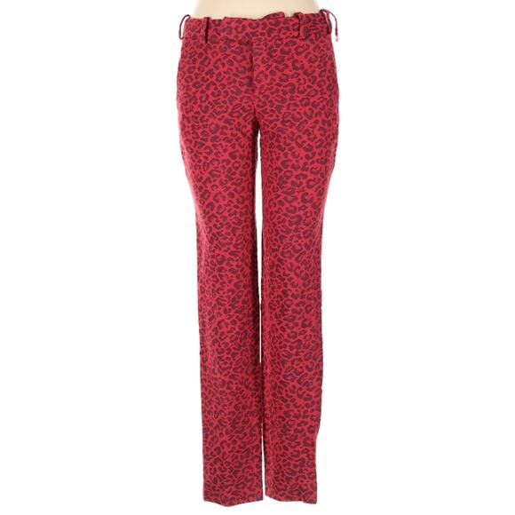 Zadig & Voltaire Prune Red Leopard Jacquard Straight Slim Pants 36 S - Picture 6 of 11